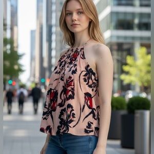 RW&CO. Rose Pink Floral Strappy Tank/Cami Size Medium